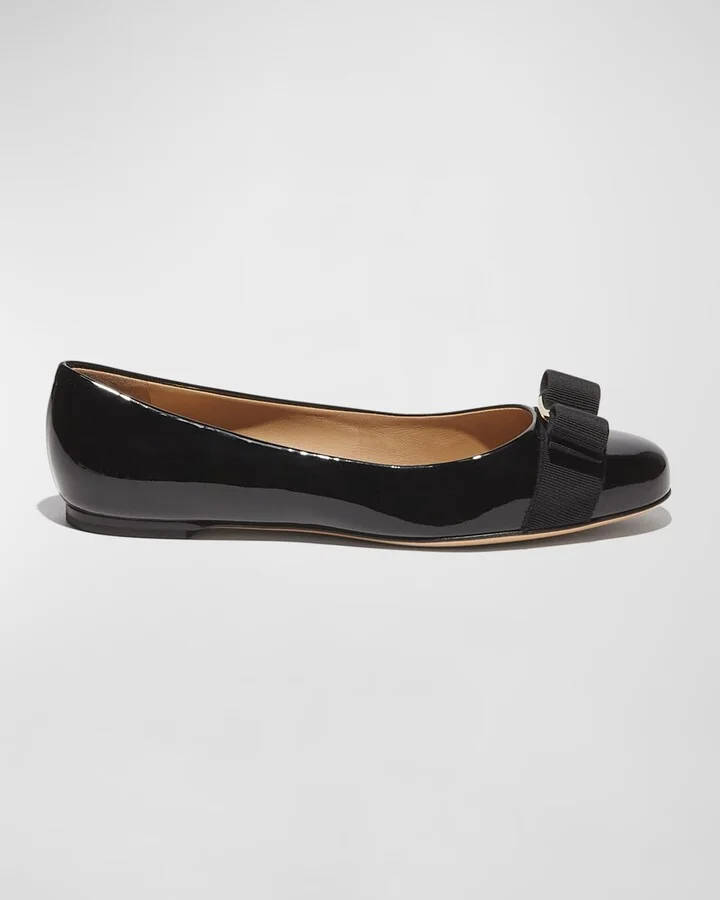 Varina Patent Leather Bow Ballerina Flats