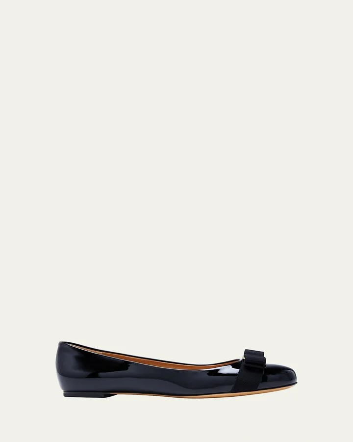 Varina Patent Leather Bow Ballerina Flats