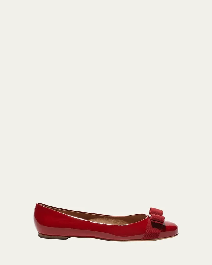 Varina Patent Leather Bow Ballerina Flats