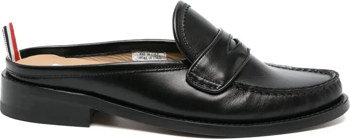 Varsity leather penny mules
