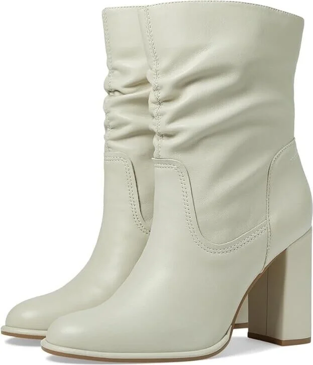 Vector VECT01S1 Bootie Women 8.5 Bone Leather Mid Calf Boots FZP181 (Ivory,8.5)