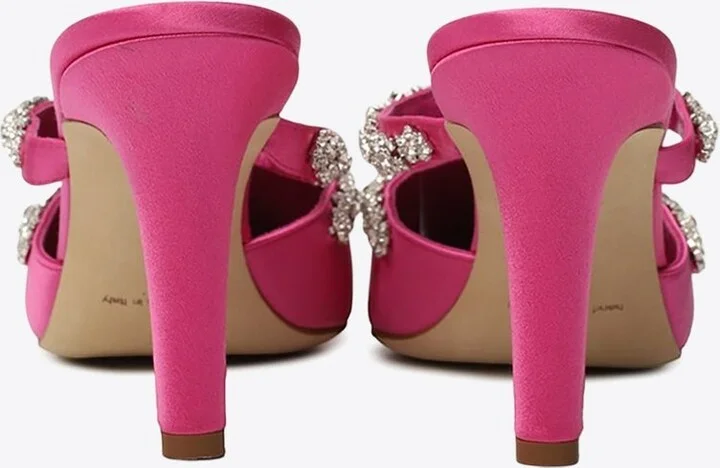 Vedadamu 90 Satin Crystal Embellished Mules - Image 2