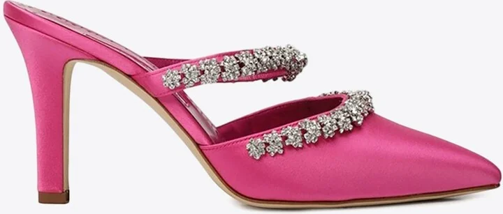 Vedadamu 90 Satin Crystal Embellished Mules