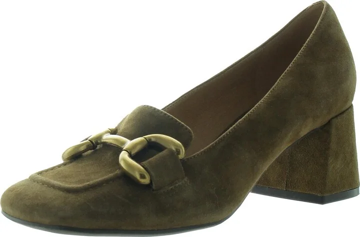 Veepe Womens Embellished Suede Loafer Heels