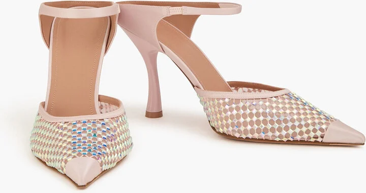 Vega 90 embellished satin and mesh mules - Image 2