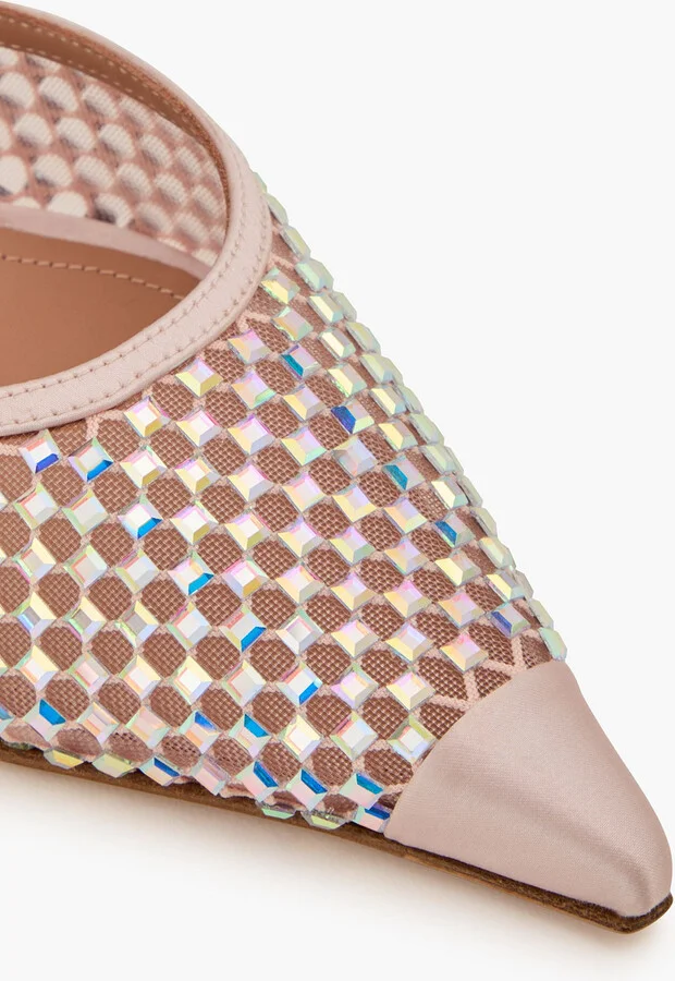 Vega 90 embellished satin and mesh mules - Image 4