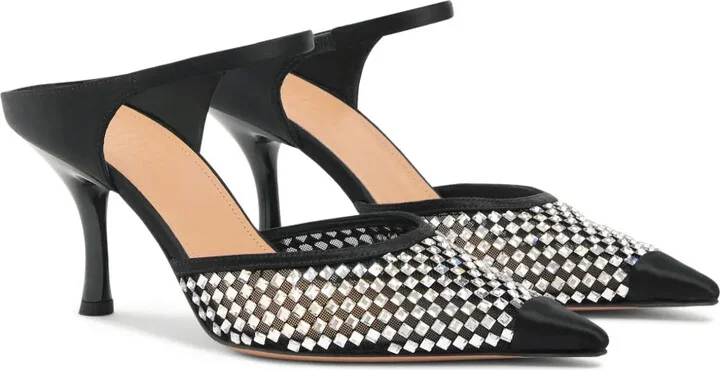 Vega crystal-embellished satin mules - Image 2