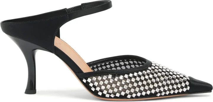 Vega crystal-embellished satin mules