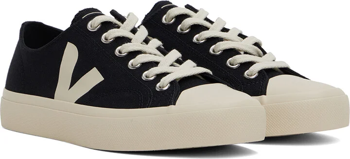 VEJA Black & Off-White Wata II Low Canvas Sneakers - Image 4