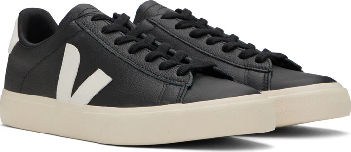 VEJA Black & White Campo ChromeFree Leather Sneakers - Image 4