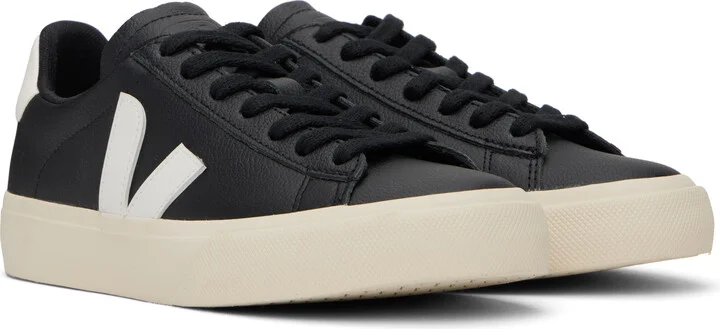 VEJA Black & White Campo Leather Sneakers - Image 4