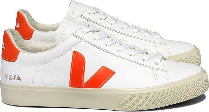 VEJA Campo Men's Shoes Extra White/Orange Fluo : EU 44 (US Men's 11) M, Leather - Image 3