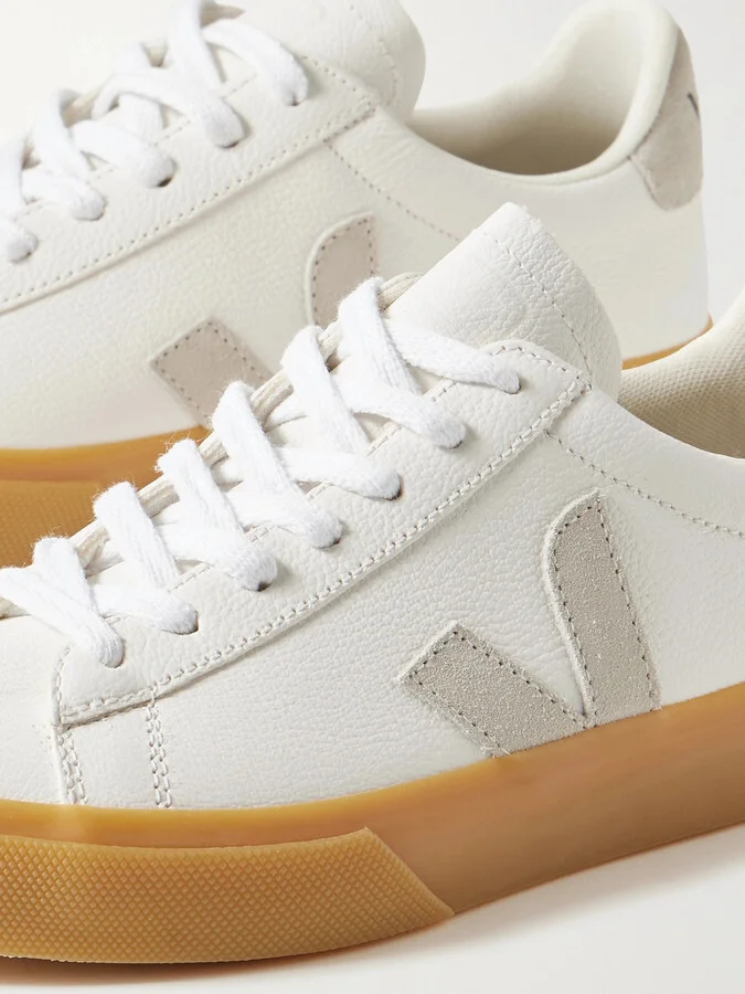 VEJA - Campo Suede-trimmed Textured-leather Sneakers - White - Image 4
