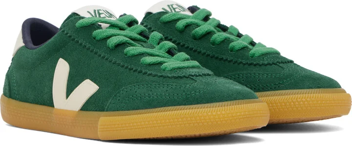 VEJA Green & Beige Volley Suede Sneakers - Image 4