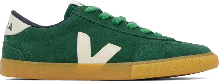 VEJA Green & Beige Volley Suede Sneakers