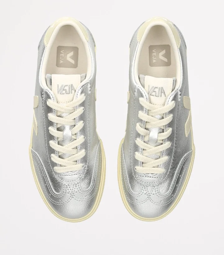 Veja Metallic-Leather Volley Sneakers - Image 4