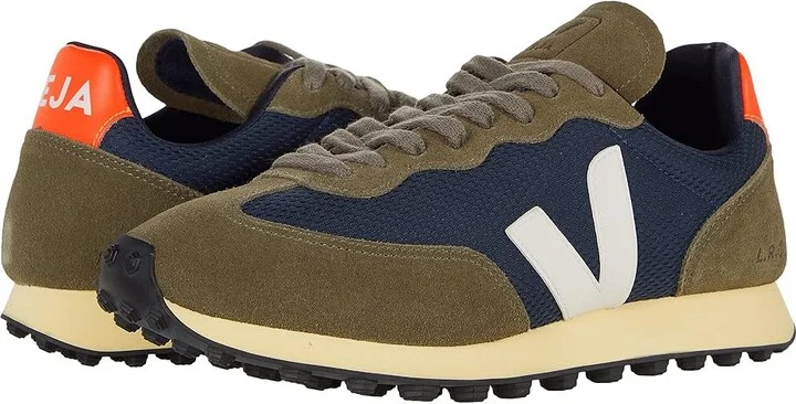 VEJA Rio Branco Men's Shoes Nautico/White/Orange Fluo : EU 42 (US Men's 9) M, Leather/Textile
