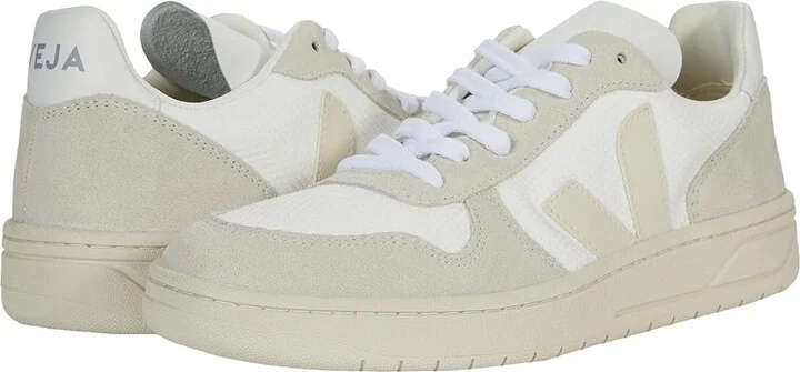 VEJA V-10 Men's Shoes B-Mesh White/Natural/Pierre : EU 39 (US Men's 6) M, Suede/Leather