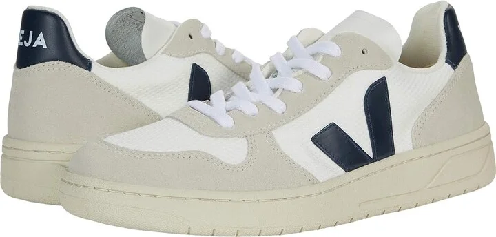 VEJA V-10 Men's Shoes B-Mesh White/Nautico : EU 39 (US Men's 6) M, Suede/Leather