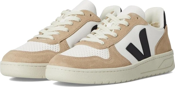 VEJA V-10 Men's Shoes Extra White/Black/Sahara : EU 40 (US Men's 7) M, Suede/Leather