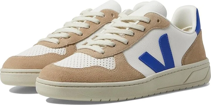 VEJA V-10 Men's Shoes Extra White/Paros/Sahara : EU 39 (US Men's 6) M, Suede/Leather