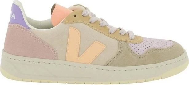Veja V-10 Panelled Lace-Up Sneakers