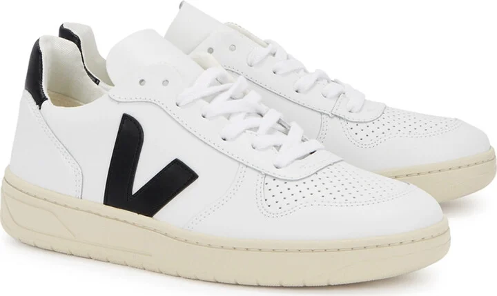 Veja V-10 White Leather Sneakers - Image 2