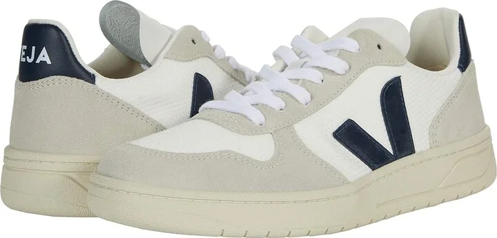 VEJA V-10 Women's Shoes B-Mesh White/Nautico : EU 35 (US Women's 4) M, Leather
