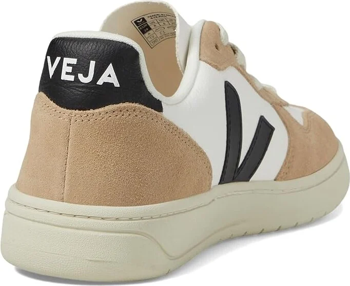 VEJA V-10 Women's Shoes Extra White/Black/Sahara : EU 41 (US Women's 10) M, Suede - Image 4