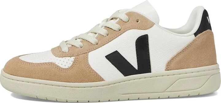 VEJA V-10 Women's Shoes Extra White/Black/Sahara : EU 41 (US Women's 10) M, Suede - Image 6