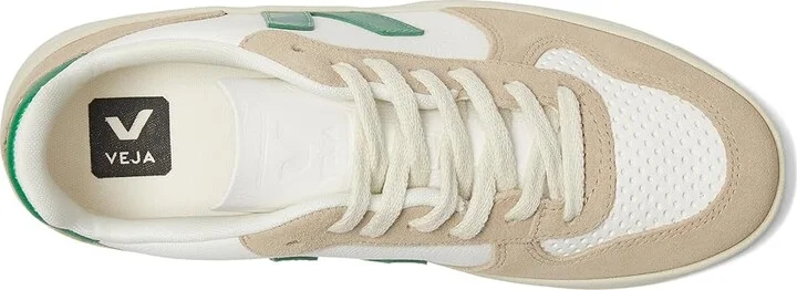 VEJA V-10 Women's Shoes Extra White/Emeraude/Sahara : EU 41 (US Women's 10) M, Suede - Image 2
