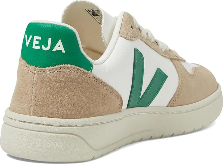 VEJA V-10 Women's Shoes Extra White/Emeraude/Sahara : EU 41 (US Women's 10) M, Suede - Image 4