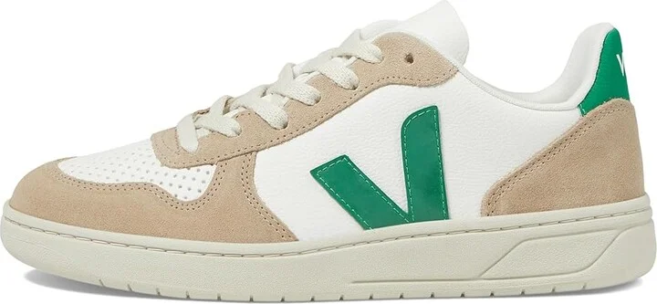 VEJA V-10 Women's Shoes Extra White/Emeraude/Sahara : EU 41 (US Women's 10) M, Suede - Image 6