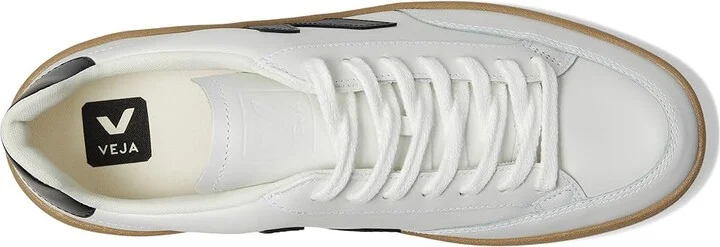 VEJA V-12 Men's Shoes Extra White/Black/Dune : EU 39 (US Men's 6) M, Leather/Textile - Image 2