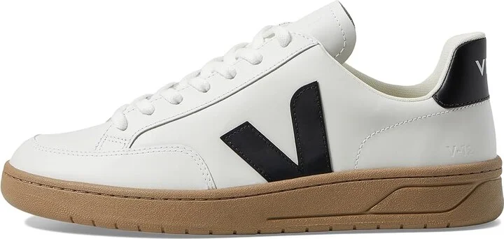 VEJA V-12 Men's Shoes Extra White/Black/Dune : EU 39 (US Men's 6) M, Leather/Textile - Image 6