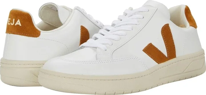 VEJA V-12 Men's Shoes Extra White/Camel : EU 39 (US Men's 6) M, Textile/Leather