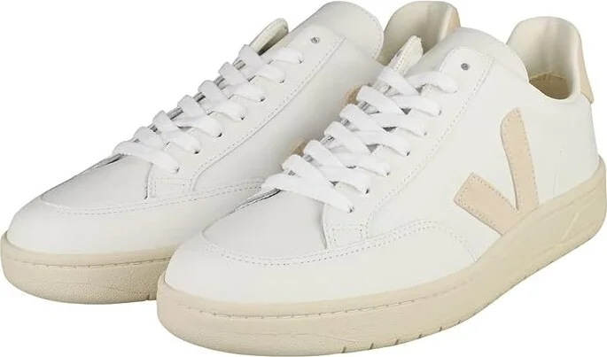 VEJA V-12 Men's Shoes Leather White/Extra White/Sable : EU 39 (US Men's 6) M, Leather/Textile