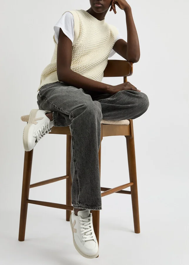 Veja V-12 Panelled Leather Sneakers - Image 5