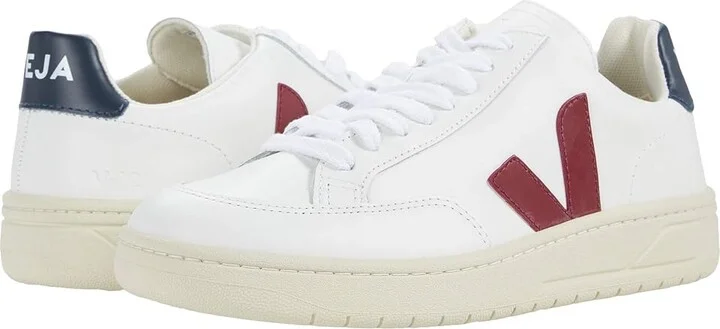 VEJA V-12 Women's Shoes Leather Extra White/Marsala/Nautico : EU 35 (US Women's 4) M