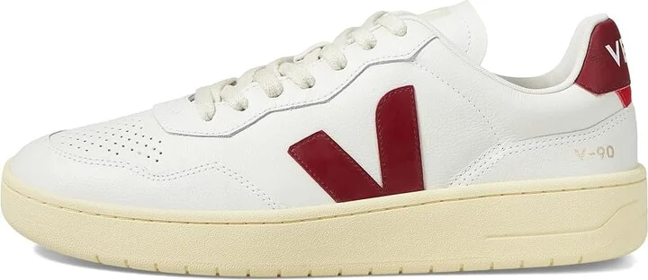 VEJA V-90 Men's Shoes Extra White/Marsala : EU 47 (US Men's 12.5) M, Leather - Image 6