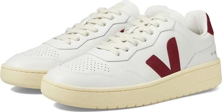 VEJA V-90 Men's Shoes Extra White/Marsala : EU 47 (US Men's 12.5) M, Leather