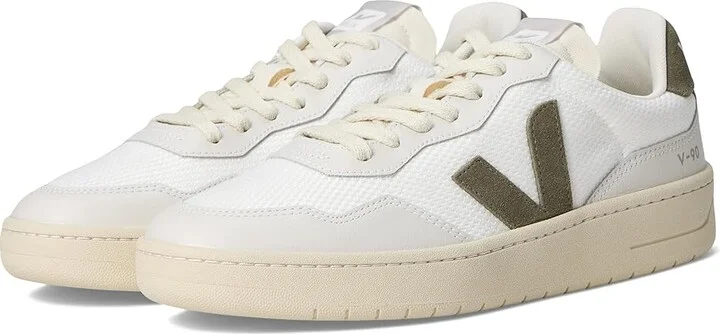 VEJA V-90 Men's Shoes White Kaki : EU 46 (US Men's 12) M, Leather