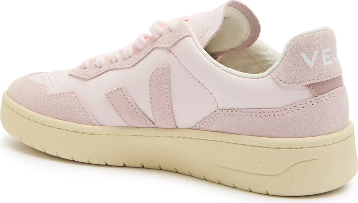 Veja V-90 Panelled Grained Leather Sneakers - Image 2