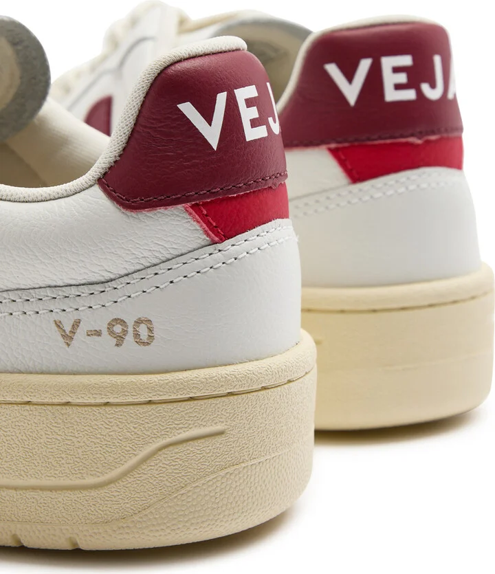 Veja V-90 Panelled Leather Sneakers - Image 4