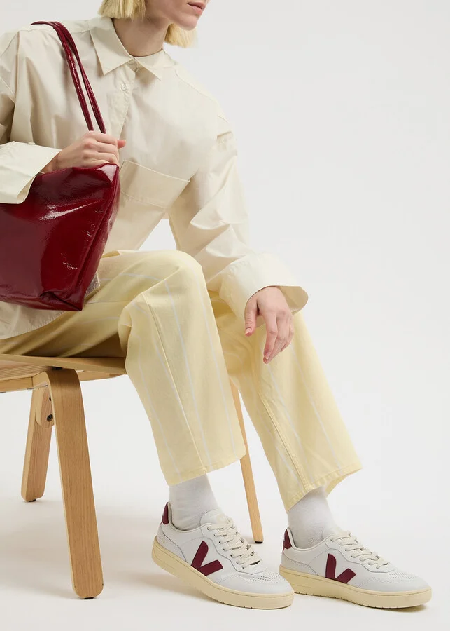Veja V-90 Panelled Leather Sneakers - Image 5