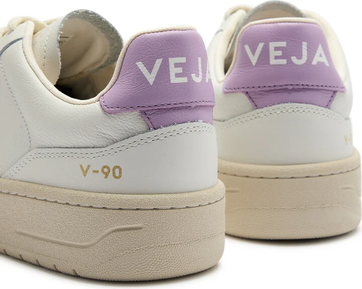 Veja V-90 Panelled Leather Sneakers - Image 4