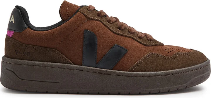 Veja V-90 Panelled Suede Sneakers