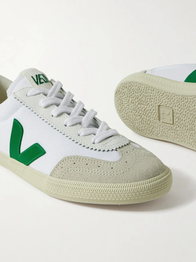 VEJA - Volley Leather And Suede-trimmed Canvas Sneakers - White - Image 4