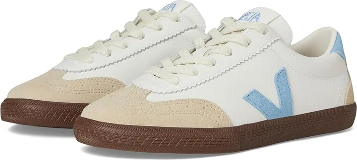 VEJA Volley Women's Shoes White Aqua Bark : EU 41 (US Women's 10) M, Leather/Suede/Textile
