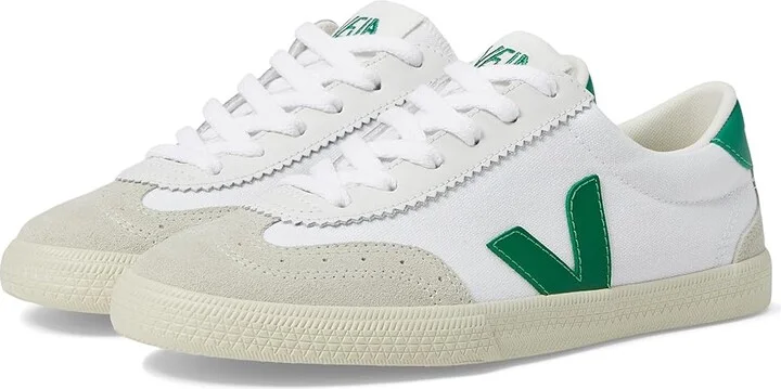 VEJA Volley Women's Shoes White/Emeraude : EU 38 (US Women's 7) M, Leather/Suede/Textile